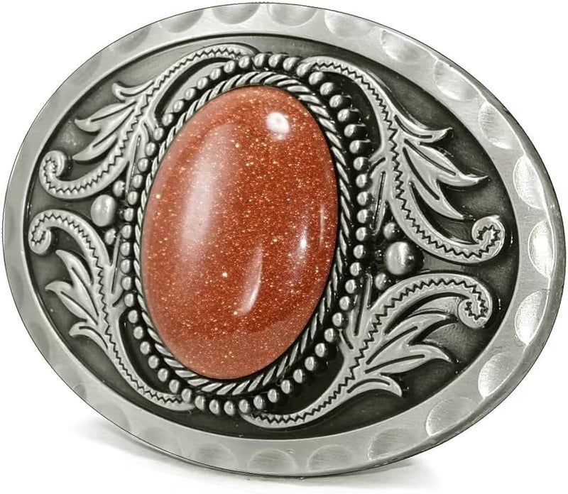 GURANSE Natural Gems Tiger Eyes Stone Belt Buckle With Acanthus Western Cowboy Style More Colors - Image 4
